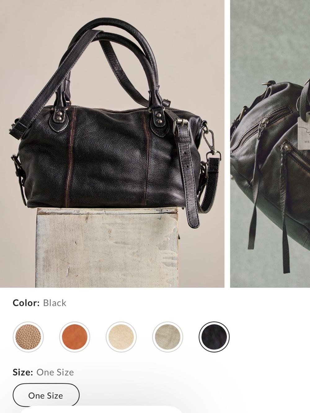 Free People Black Leather Satchel Bag - Picture 2 of 7